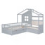 Lit House avec canapé, lit plateforme pour enfants avec deux tiroirs et tablette de rangement-1554305229