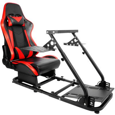 Flight Simulation Cockpit with Red Racing Seat Fit for Logitech X52 X52pro X56 G29