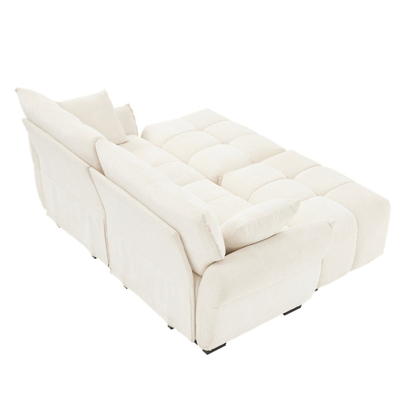 Canapé modulaire ergonomique à deux places avec 2 repose-pieds, Blanc