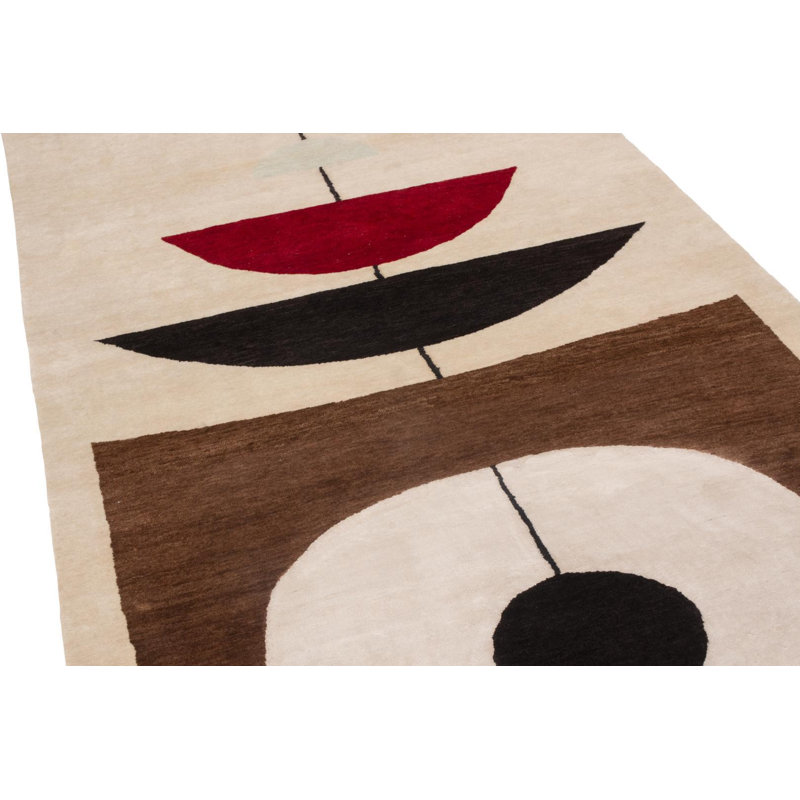 Mid-Century Modern Handmade Kilim Wool Geometric Area Rug, Runner 3' x 10'