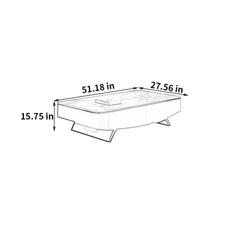 Table basse Modern, H 15,75 po x l 51,18 po x l 27,56 po, Argent argent