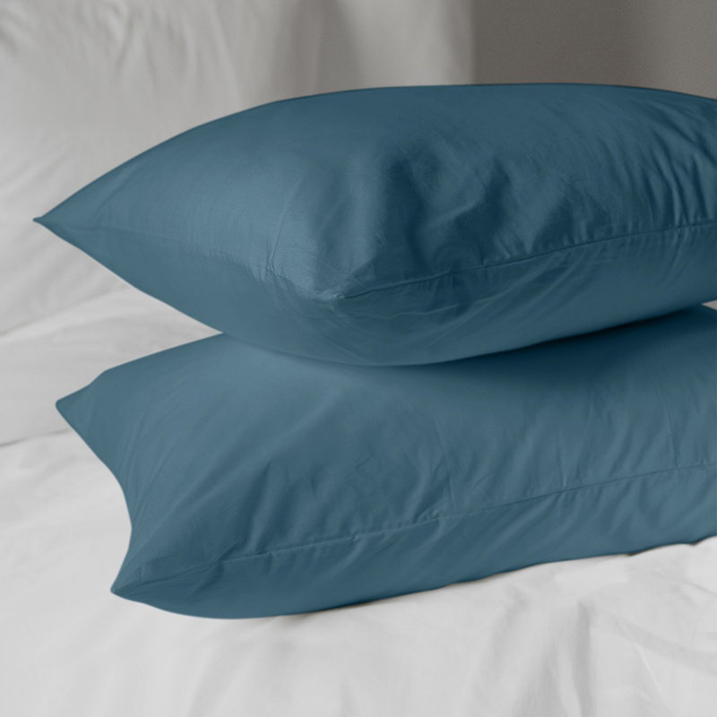 Housse de coussin 100% coton percale, Grand, Bleu PG