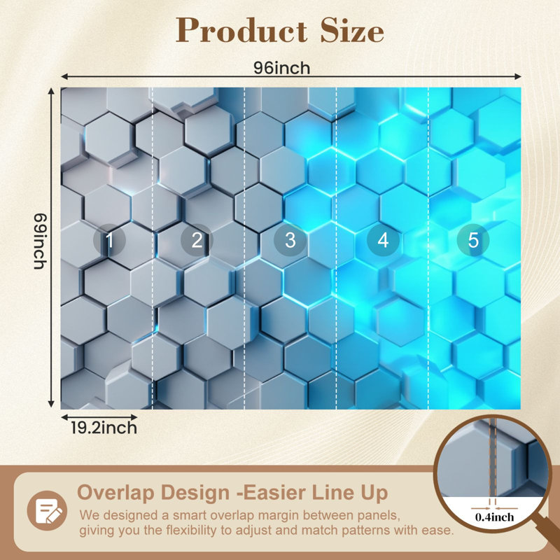 Peel and Stick Wallpaper Abstract Hexagonal 3D Grey Blue Gradient Geometry Wall Murals 69"H x 96"W Removable PVC Wall Paper Self-Adhesive Wall Decor for Bedroom Living Room Home Office