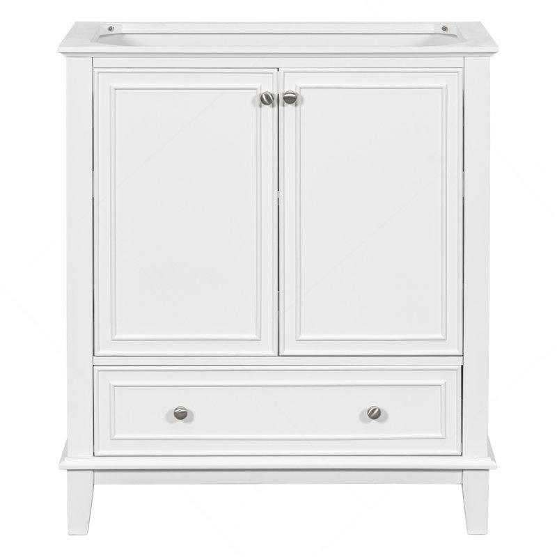 Meuble-lavabo 30 po sans lavabo, base seulement, armoire de salle de bain multifonctionnelle avec portes et tiroir, cadre solide et panneau de fibres à densité moyenne