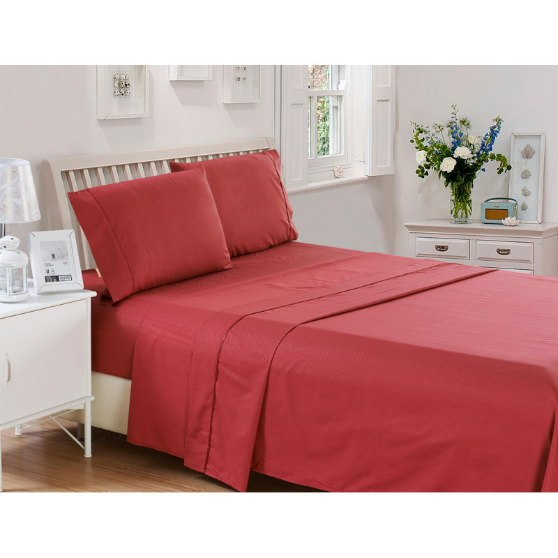 Ensemble de literie en microfibre , Ensemble de drap pour lit grand lit avec drap-hous, Bourgogne