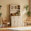 Armoire de cuisine autoportante moderne de 71 po avec tiroirs, tablettes réglables et comptoir White & Oak-1802624700
