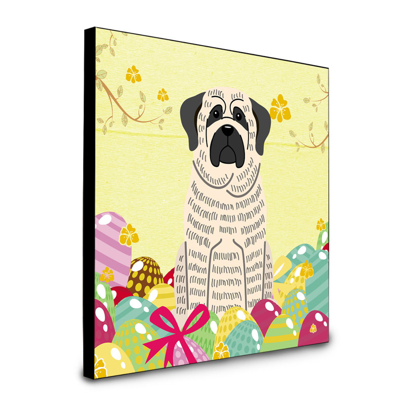 Panneau mural d’art œufs Sentire, Mastiff blanc bringé