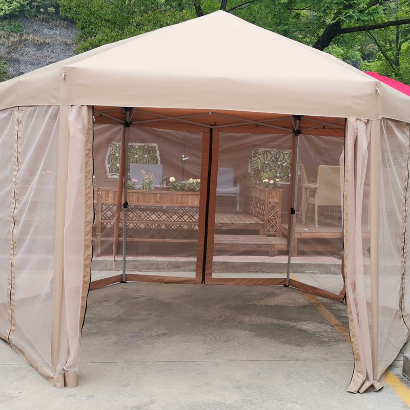 Pop-Up Gazebo Tent Outdoor Canopy Hexagonal Canopies Gazebos & Pergolas 6 Sided For Patio Garden Backyard Sun Shelter BBQ Garden Events With Strong Steel Frame Storage Bag (Canopy)