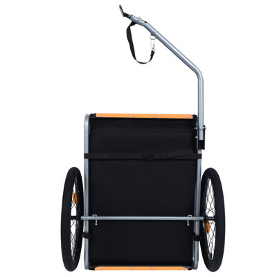 Grande remorque à vélo pliante pour chiens - transporteur tout-terrain d'une capacité de 66 lb, structure en acier durable pour le cyclisme, le jogging, le camping et les aventures en plein air, noir-orange