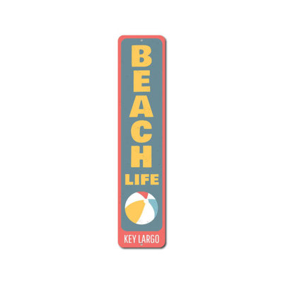 Enseigne verticale en aluminium personnalisée Beach Life