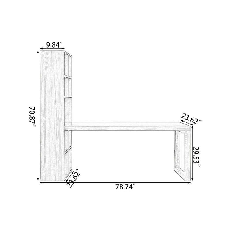 Bureaux rectangulaires en bois massif Burlywood, H 29,53 po x l 78,74 po x P 23,62 po, Retour à droite