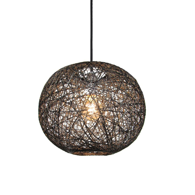 Rattan Sphere Pendant Shade, Black, 30cm H x 30cm W x 30cm D