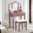 Rose Gold Wood Vanity, Thickly Padded Stool Chair And Abundant Makeup Space Finish Wooden Vanity By , With Ample Storage Upholstered Bench-596310239