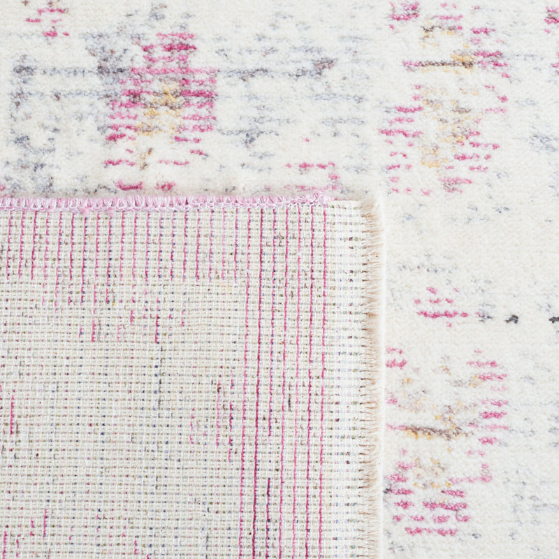 Tapis viscose rose / crème