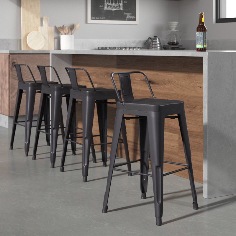 Tabouret de bar et de comptoir Crosland, Noir, Tabouret de comptoir (siège d'une hauteur de 24 p