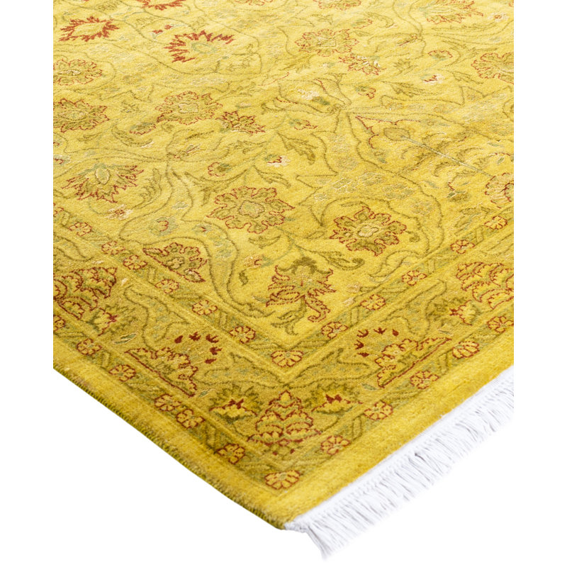 Overdyed Hand-Knotted Wool Modern-Contemporary Yellow Area Rug 3' 2" x 5' 5"