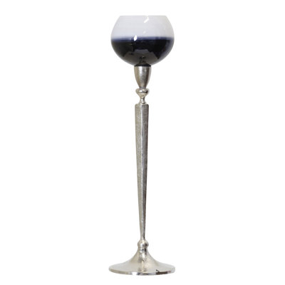 Aluminum & Glass Tealight Holder - Nickel