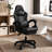 Solid Black PU Leather Ergonomic Gaming Chair with Retractable Footrest