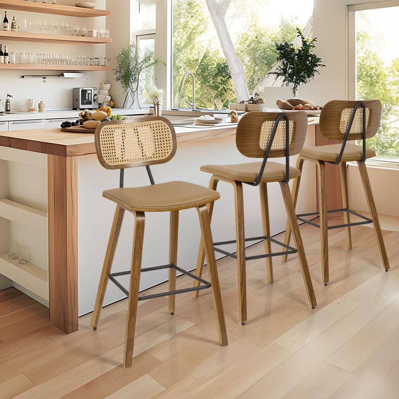 Tabouret de bar 26 po, Similicuir brun, 3, Tabouret de comptoir (siège d'une hauteur de 26 p