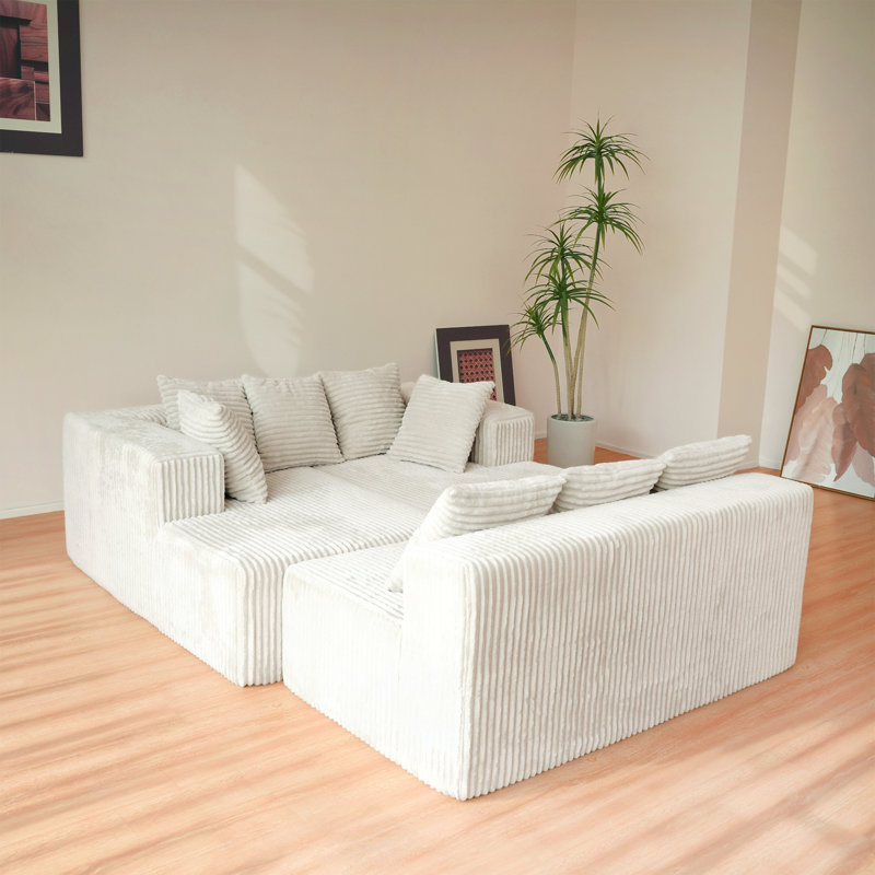 Canapé modulaire en forme de U avec tissu velours côtelé Cloudform Bonless, Velours côtelé beige