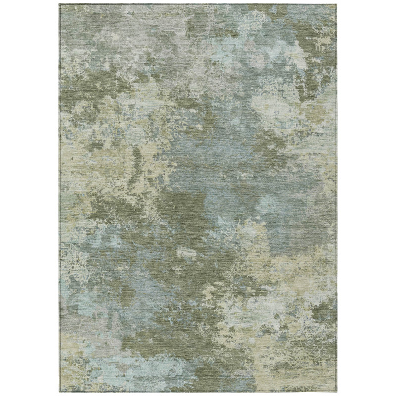Machine Washable Indoor/Outdoor Earleville ACN2364 Abstract Rug, Rectangle 10' x 14'