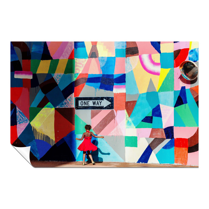 Colourful Wall Dancing Girl - No Frame Print, 91cm H x 61cm W