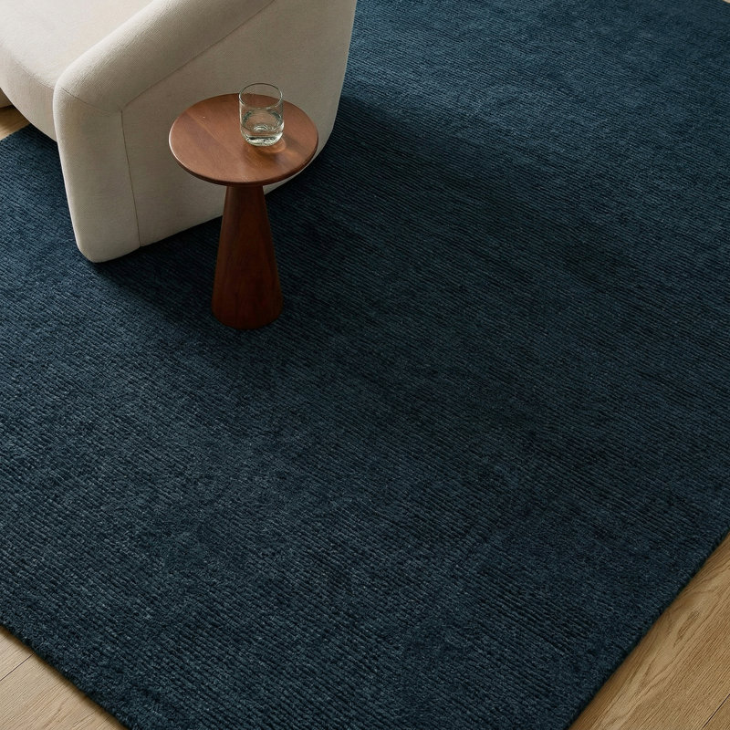 Moroccan Wool Hand Loomed Area Rug, Dark Blue, Rectangle 183 x 274 cm