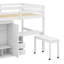Lit mezzanine tout compris avec escalier intégré, bibliothèque, tiroirs, espace de travail et garde-robe, solution multifonctionnelle idéale-12341388-12341387