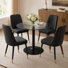 40" Round Contemporary 5-Piece Dining Set with Geometric Tufted Chairs