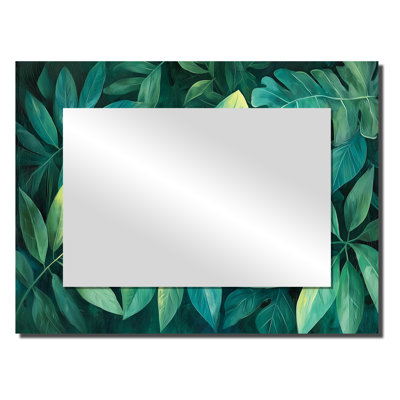 Green Rainforest Canopy Leaves - Leaves  Accent Wall Mirror - Printed On Metal