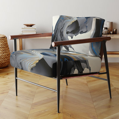 Bright Blue Smooth Abstract I - Fauteuil rembourré moderne, fauteuil d'appoint bleu