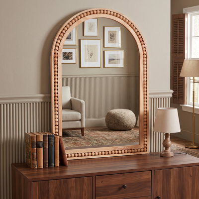 Miroir mural 20 po x 30 po avec cadre en bois massif perlé sculpté à la main