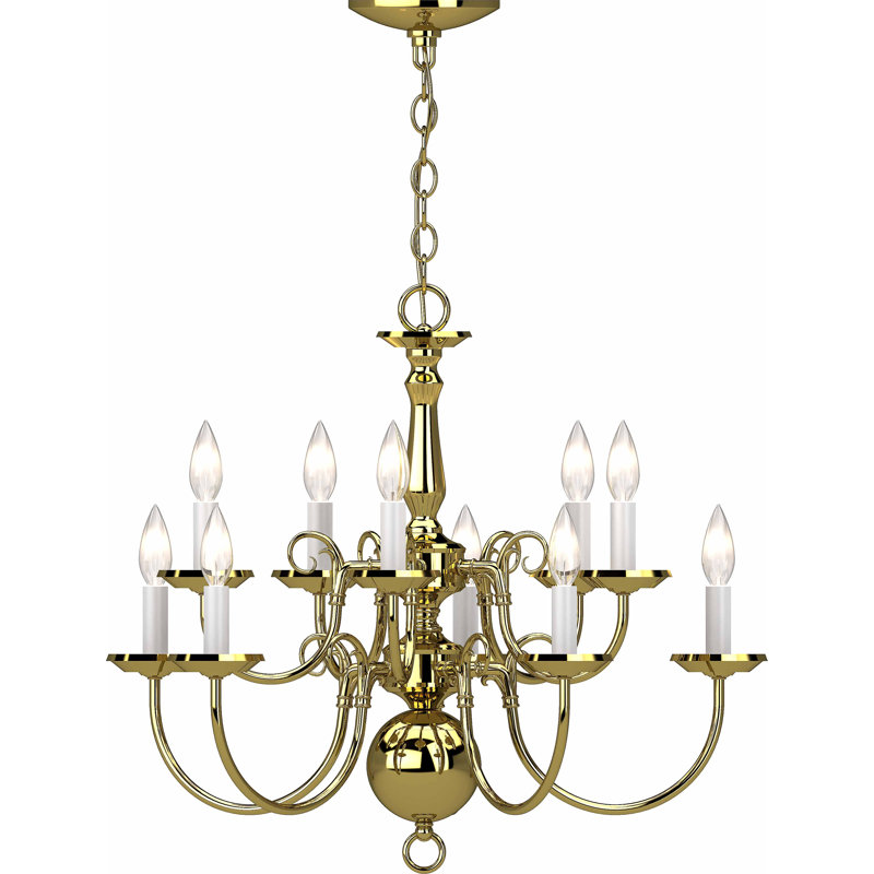 Onika 10-Light Indoor Polished Brass Classic/Traditional Tiered Candelabra Chandelier, Polished Brass