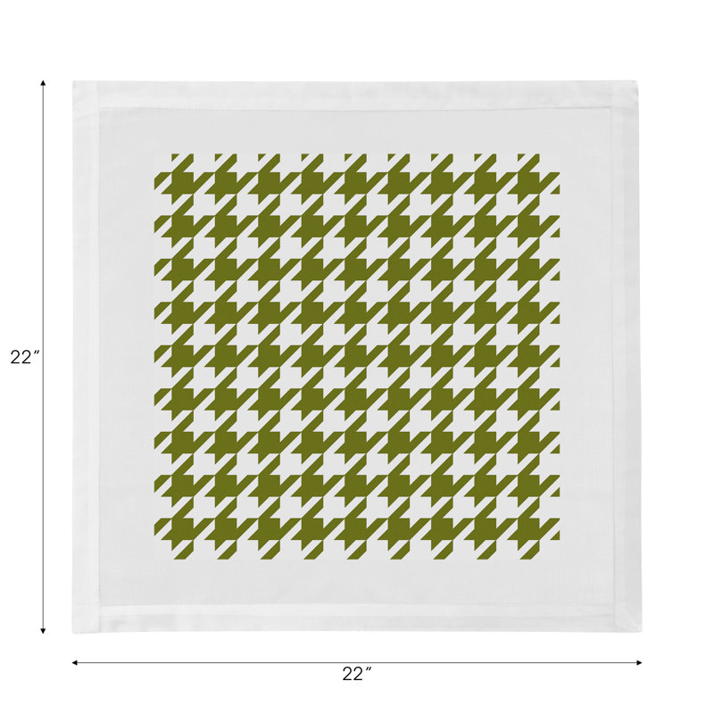 Houndstooth Cotton Sateen Dinner Napkins, Green White
