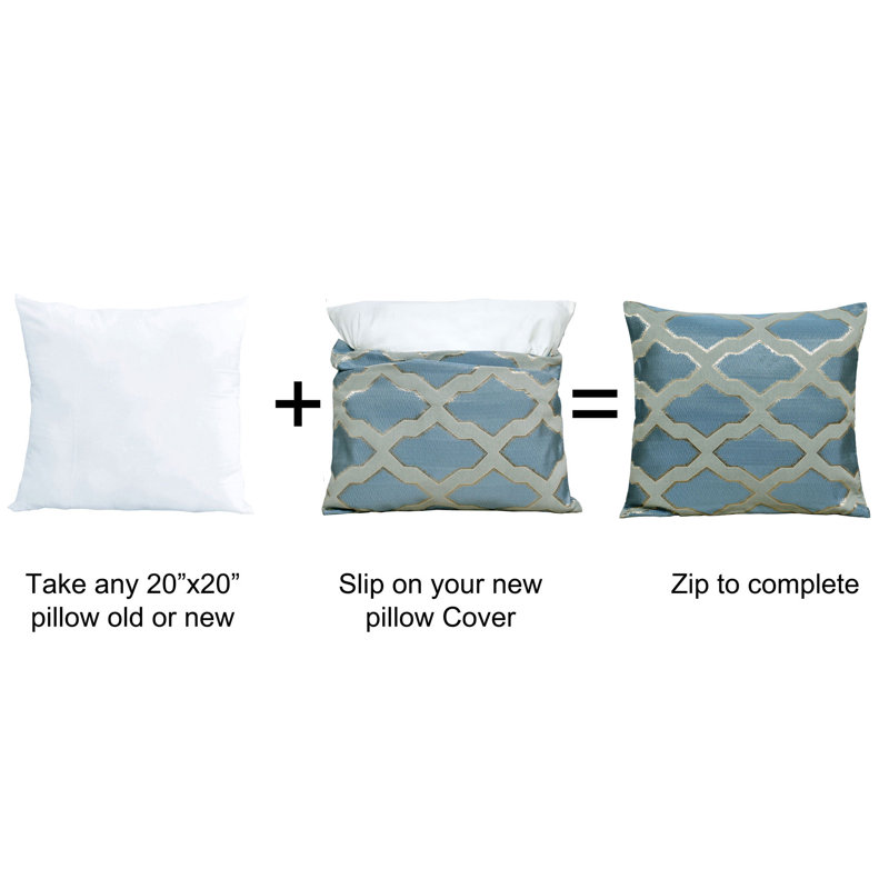 Safi Embroidered Reversible Pillow Cover, Blue