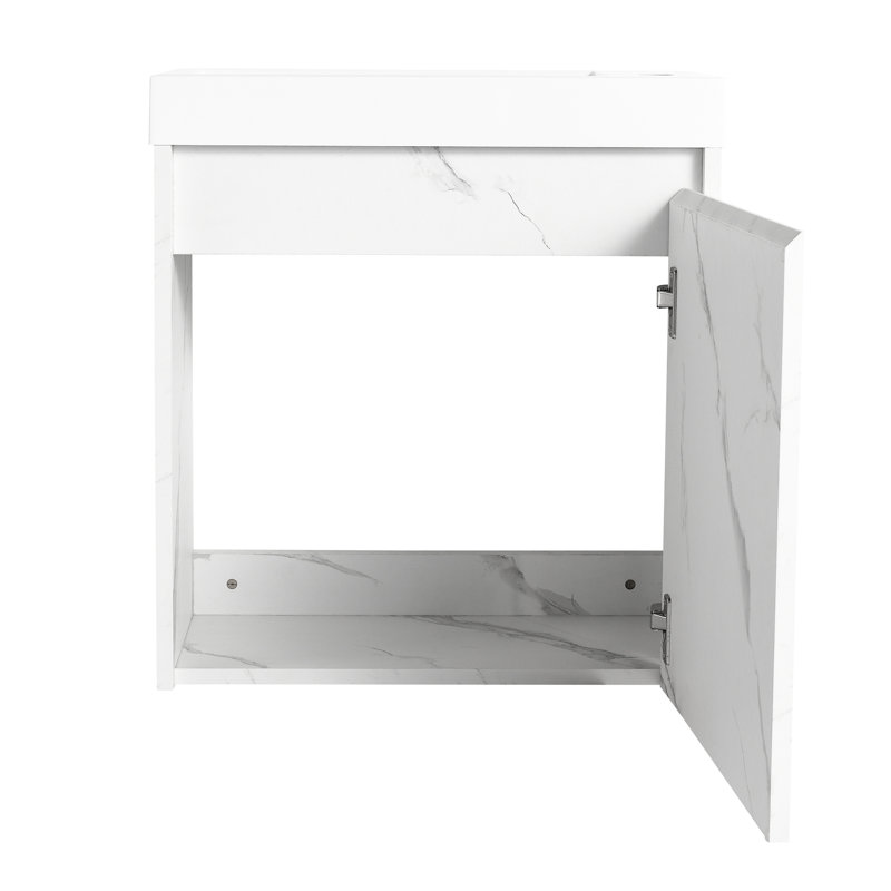 20,24 po Meuble-lavabo profond avec lavabo en résine et porte à fermeture en douceur