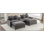 Canapé modulaire en chenille de 111 po avec deux repose-pieds amovibles, deux ports USB, deux porte-gobelets et une grande boîte de rangement pour le salon, gris