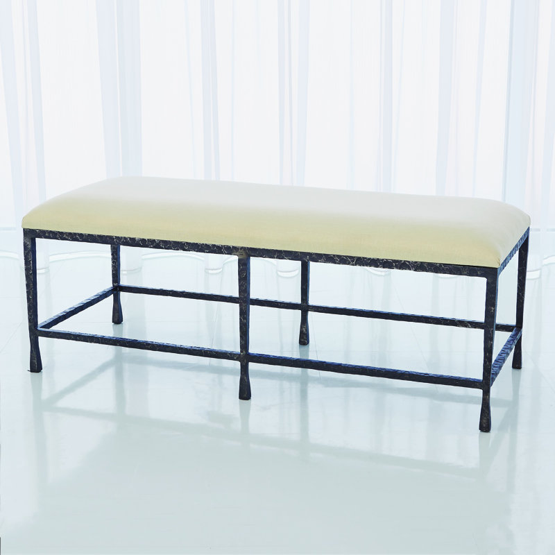 Quad Pod Bench w/Muslin Cushion, Natural Iron