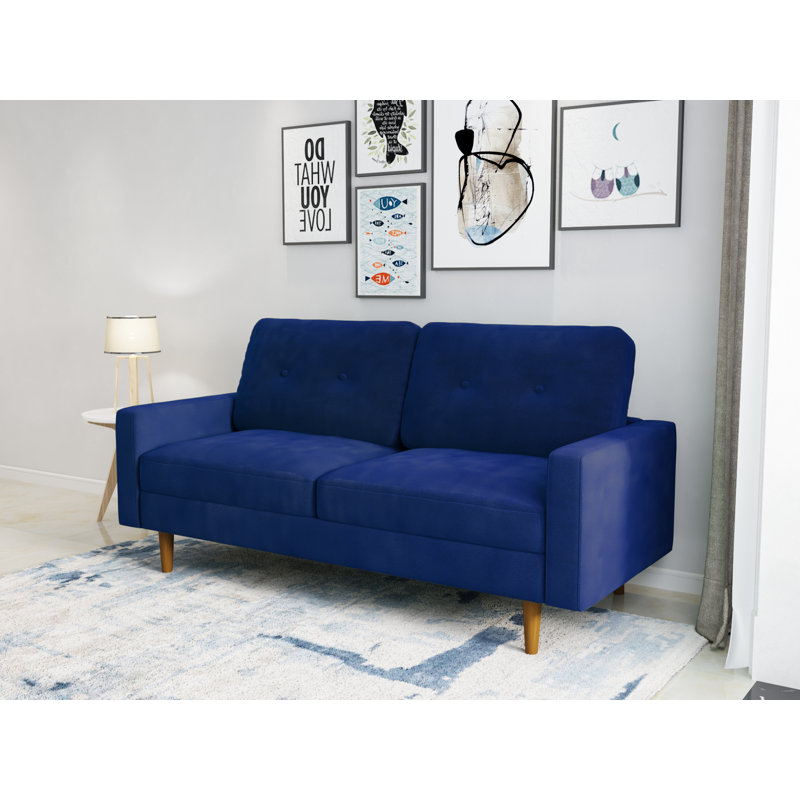 70'' Velvet Sofa, Space Blue Velvet 