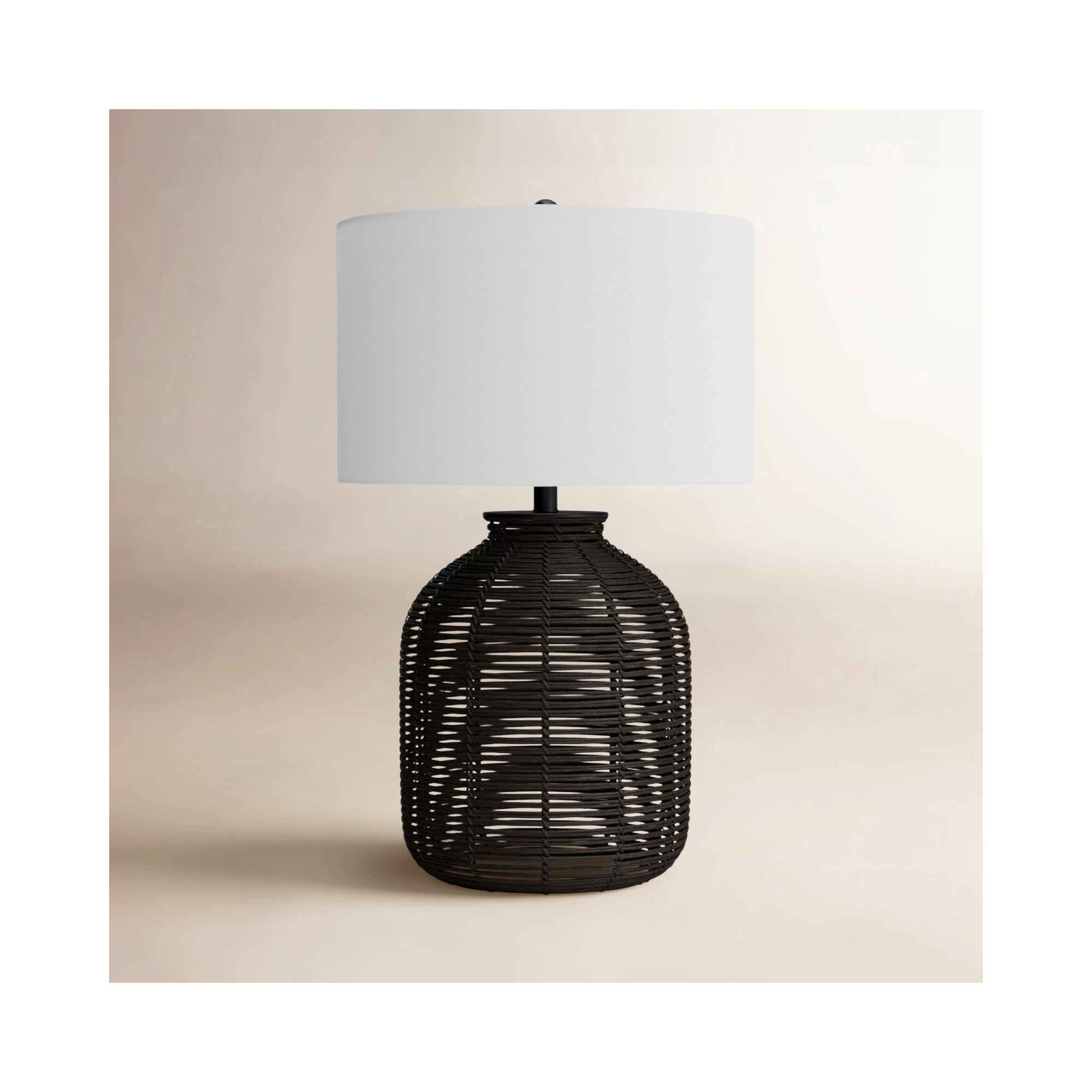 Wicker/Rattan Table Lamp, Black