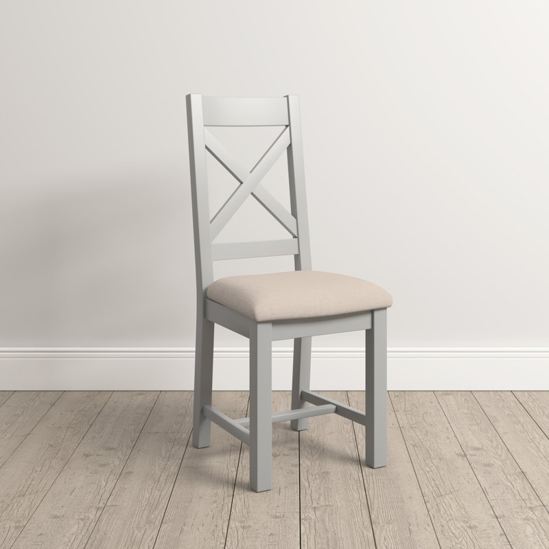 Windsor 50.5cm H Fabric Upholstered Cross Back Side Chair, Brown