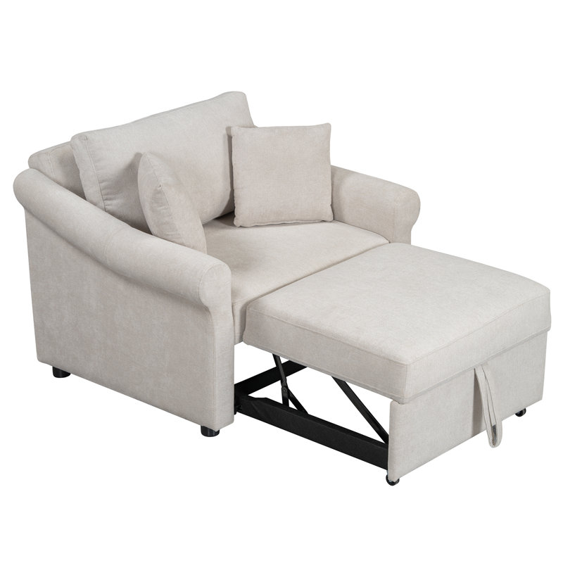 Fauteuil convertible en chenille avec dossier réglable, chaise longue 3 en 1 se transformant en lit, lit simple pour le salon