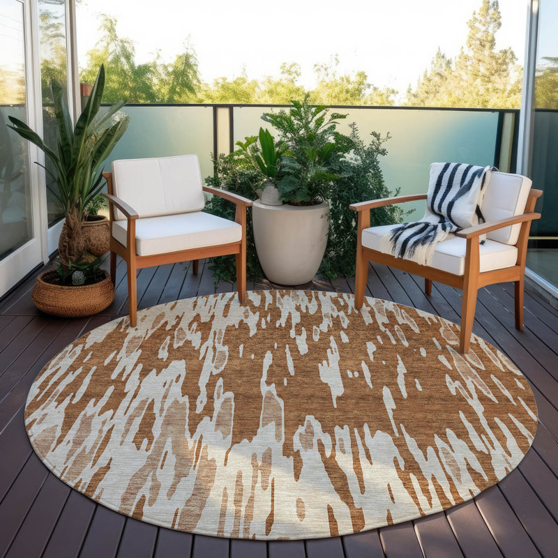 Tapis rectangulaire Aleighna avec envers antidérapant, Rond 8 pi