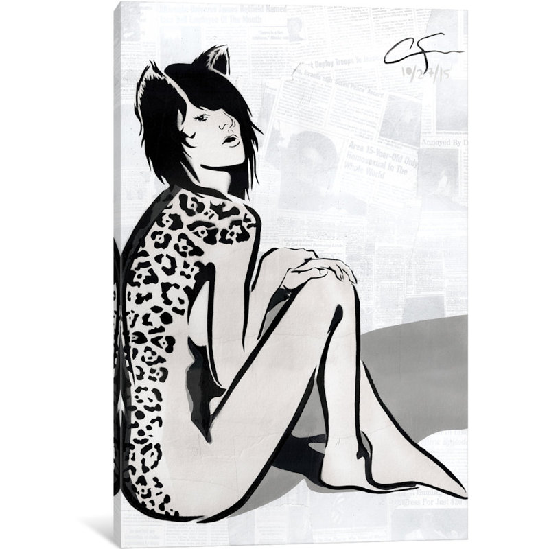 « la gata », reproduction d’impression sur toile tendue, H 26 po x l 18 po x P 1,5 po, Toile avec cadre flottant noir