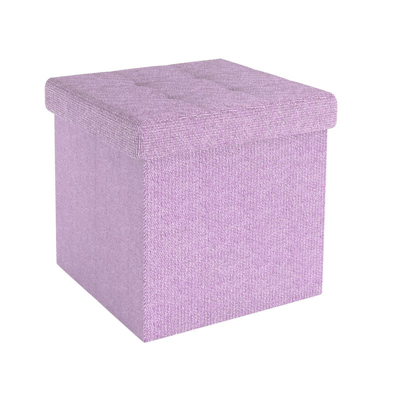 Chakera 30cm Wide Square Solid Colour Ottoman with Storage, Purple