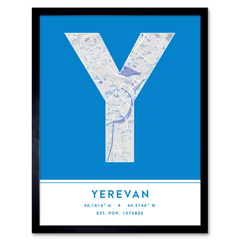 Yerevan Armenia City Map - Single Picture Frame Typography