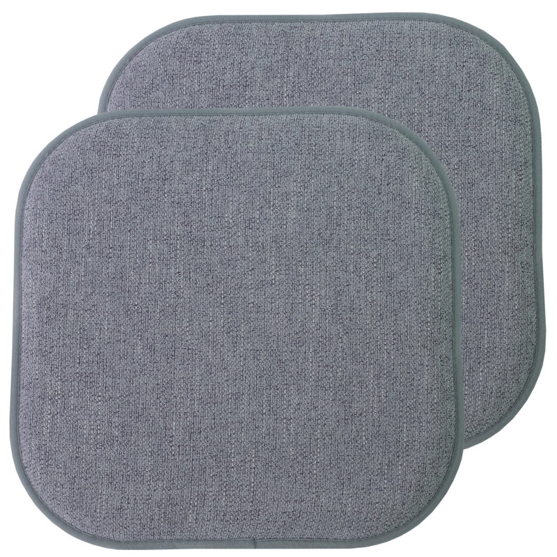 Coussin de chaise en mousse viscoélastique antidérapante 16 po x 16 po Alexis, Paquet de 2, Bleu/gris