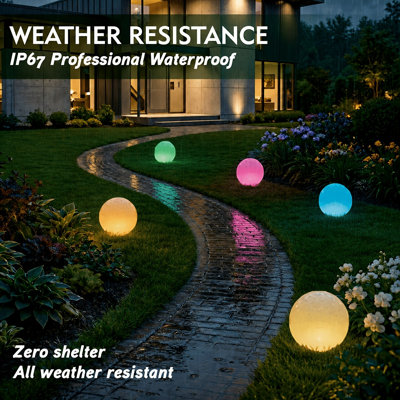 4-Pack 8" Solar Globe Lights Outdoor, RGB Color-Changing with Remote, 16 Colors, 8 Brightness Levels, Waterproof Solar Ball Lights for Garden, Patio, Yard & Pool