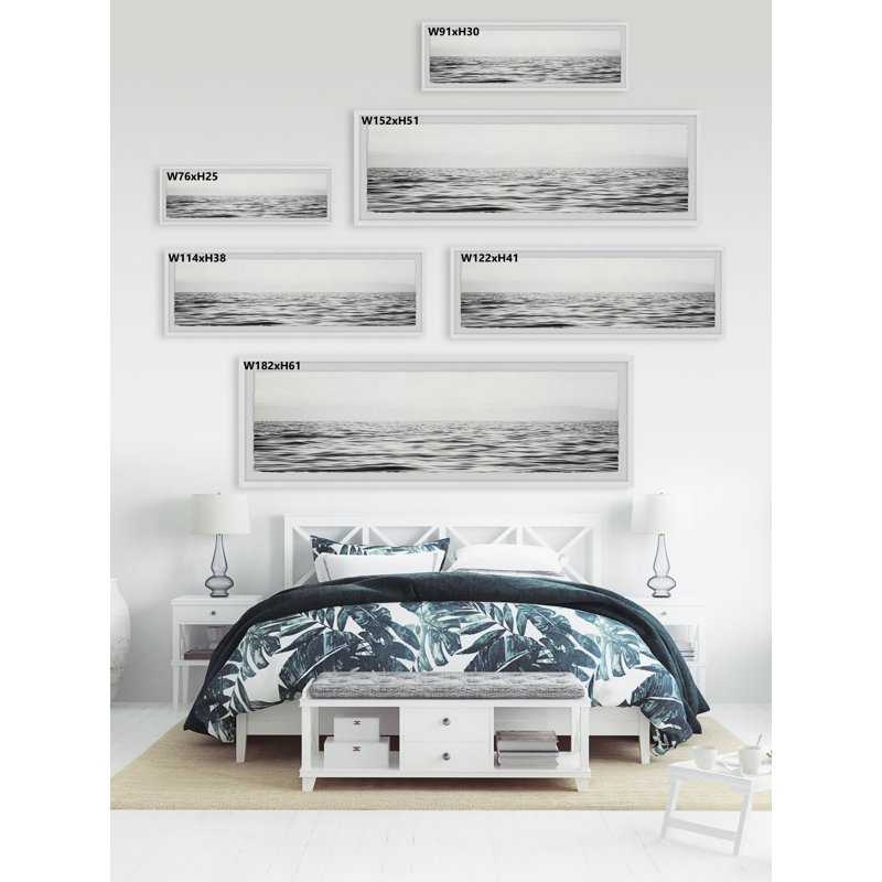 Black And White Sea - Single Picture Frame Panoramic Painting, 38cm H x 114cm W x 3.81cm D