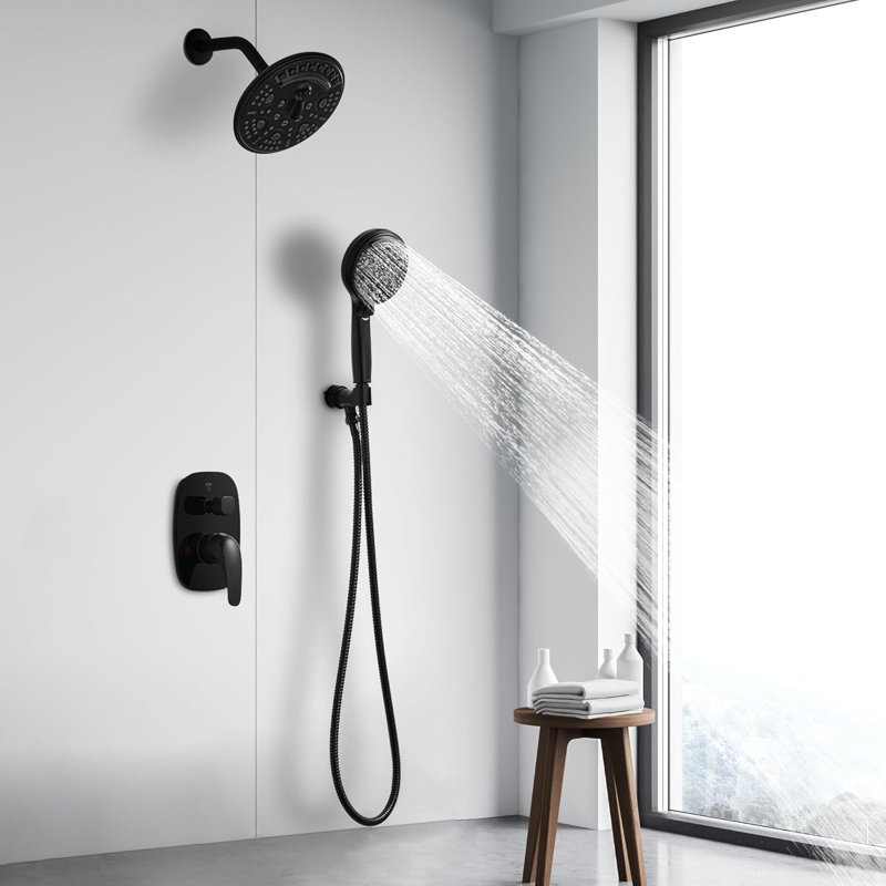 Matte Black Stainless Steel Multi-Head Rain Shower System